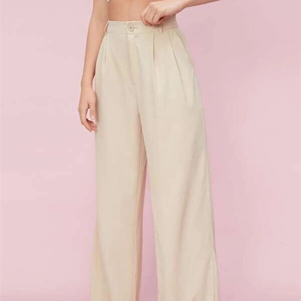 High Waist Wide Leg Suit Trousers - Black Ice Styles