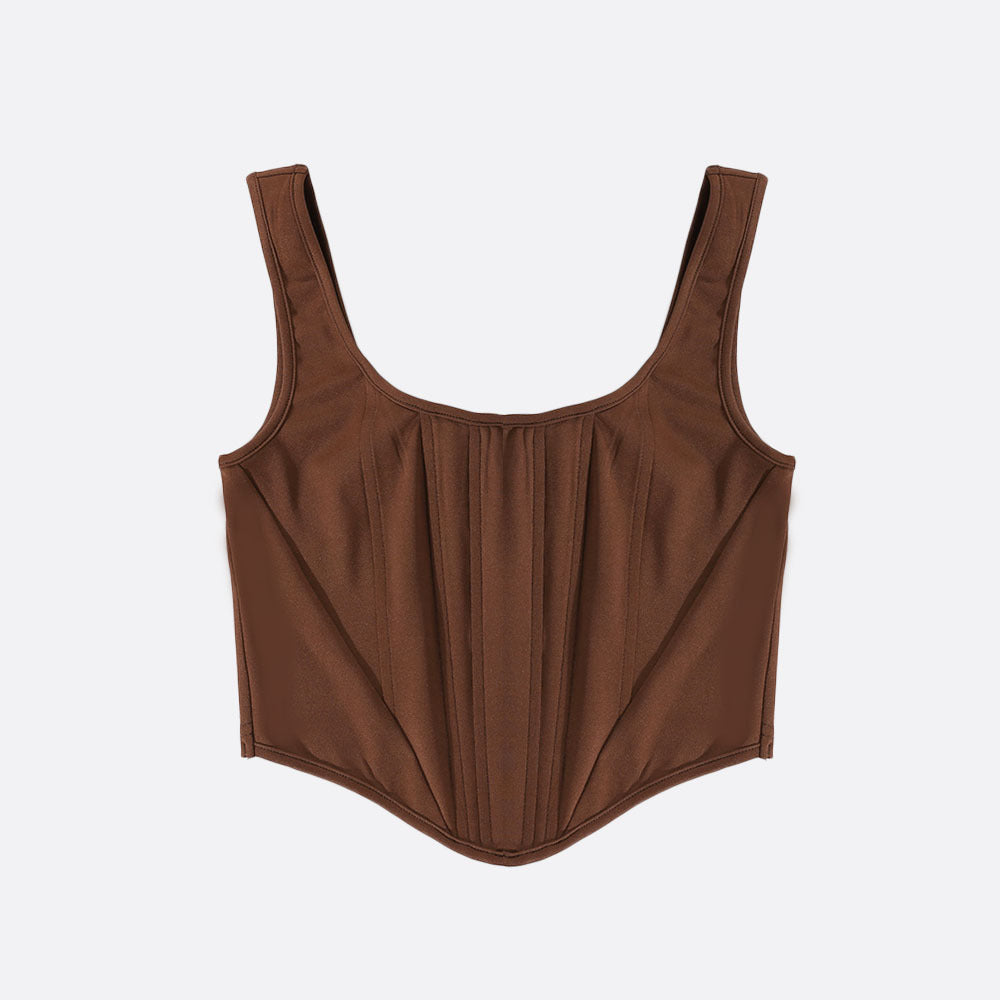 Brown Crop Strap Vest Top - Black Ice Styles