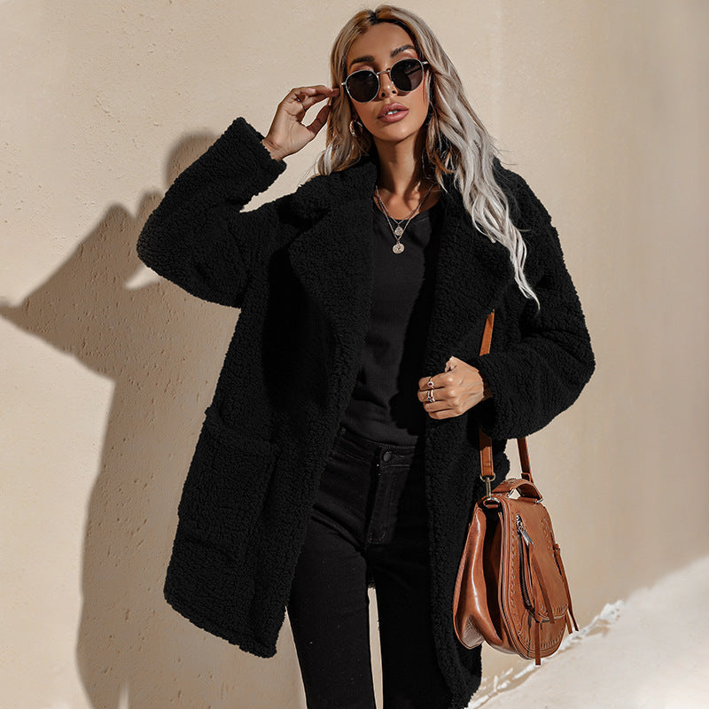 Long Plush Faux Fur Coat - Black Ice Styles